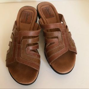 Clarks Artisan SlipOn Wedge Leather Sandals Slides